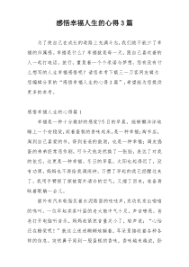 感悟幸福人生的心得3篇