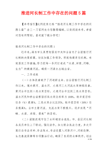 推进河长制工作中存在的问题5篇