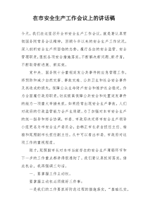 在市安全生产工作会议上的讲话稿
