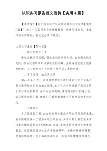 认识实习报告范文范例【实用4篇】