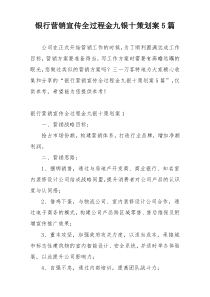 银行营销宣传全过程金九银十策划案5篇