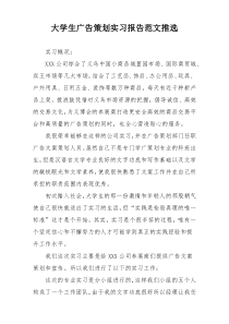 大学生广告策划实习报告范文推选