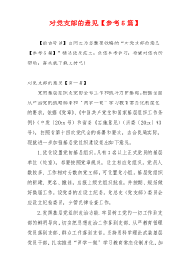 对党支部的意见【参考5篇】