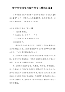 会计专业顶实习报告范文【精选5篇】