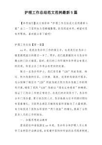 护理工作总结范文范例最新5篇
