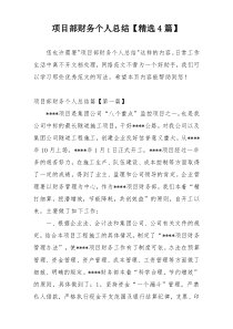 项目部财务个人总结【精选4篇】