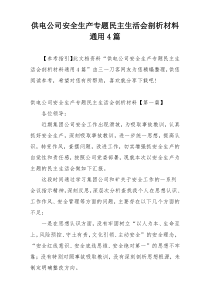 供电公司安全生产专题民主生活会剖析材料通用4篇