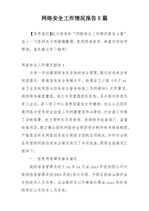 网络安全工作情况报告5篇