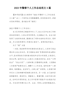 2023年警察个人工作总结范文3篇