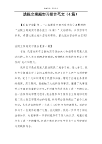 法院立案庭实习报告范文（4篇）
