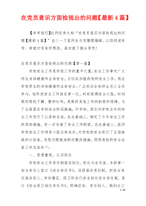 在党员意识方面检视出的问题【最新4篇】