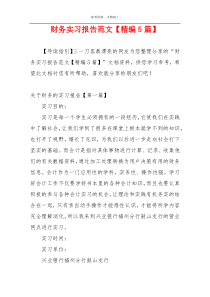 财务实习报告范文【精编5篇】
