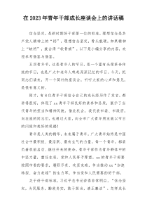 在2023年青年干部成长座谈会上的讲话稿