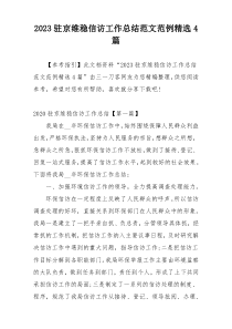 2023驻京维稳信访工作总结范文范例精选4篇