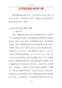 公司项目策划书优秀4篇