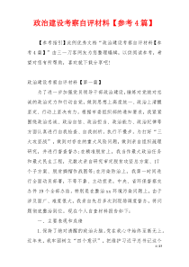 政治建设考察自评材料【参考4篇】