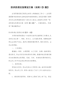 防洪防涝应急策划方案（实例）【5篇】