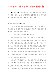 2023禁毒工作总结范文范例（最新4篇）