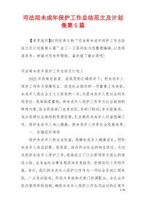 司法局未成年保护工作总结范文及计划集聚5篇