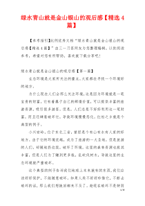 绿水青山就是金山银山的观后感【精选4篇】