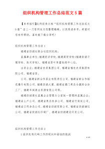组织机构管理工作总结范文5篇