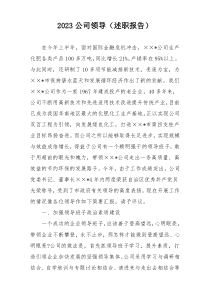 2023公司领导（述职报告）