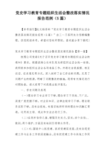 党史学习教育专题组织生活会整改落实情况报告范例（5篇）