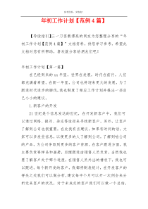 年初工作计划【范例4篇】