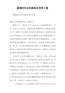 暑期的社会实践报告范例3篇