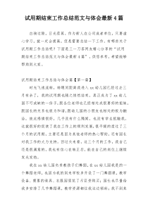 试用期结束工作总结范文与体会最新4篇