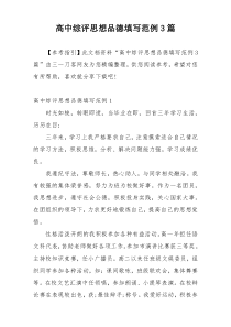 高中综评思想品德填写范例3篇