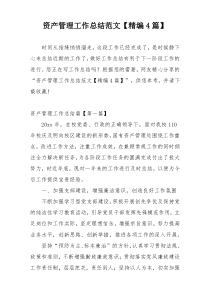 资产管理工作总结范文【精编4篇】