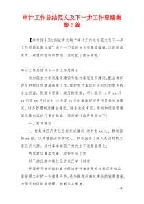 审计工作总结范文及下一步工作思路集聚5篇