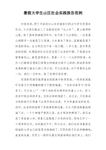 暑假大学生山区社会实践报告范例