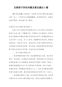 支部班子存在问题及意见建议3篇