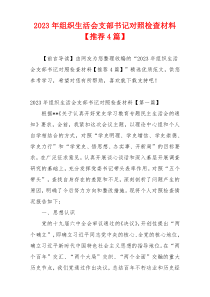 2023年组织生活会支部书记对照检查材料【推荐4篇】