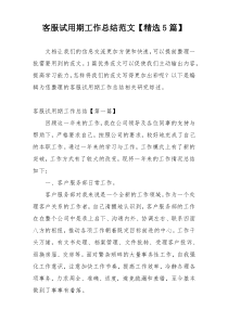 客服试用期工作总结范文【精选5篇】