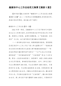 融媒体中心工作总结范文集聚【最新5篇】