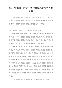 2023年全国“两会”学习研讨发言心得材料3篇