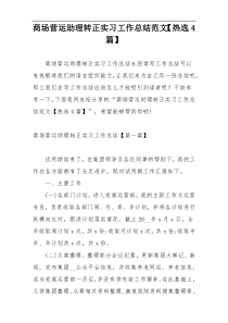 商场营运助理转正实习工作总结范文【热选4篇】