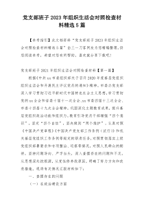党支部班子2023年组织生活会对照检查材料精选5篇