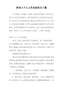 财务人个人工作总结范文5篇