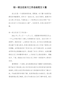 初一班主任实习工作总结范文5篇