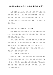 培训学校来年工作计划样例【范例5篇】