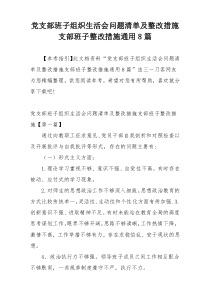 党支部班子组织生活会问题清单及整改措施支部班子整改措施通用8篇