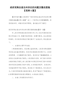 政府采购自查自纠存在的问题及整改措施【范例4篇】