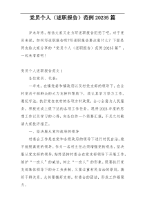 党员个人（述职报告）范例20235篇
