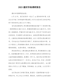 2023建材市场调研报告