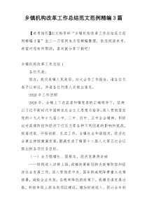 乡镇机构改革工作总结范文范例精编3篇