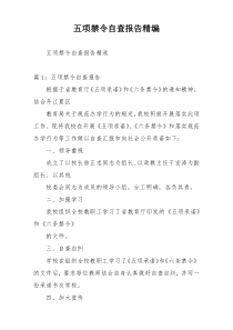 五项禁令自查报告精编